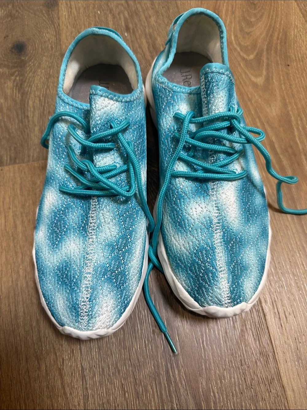 J.Renee Teal Knit Lace-Up Sneakers (18)